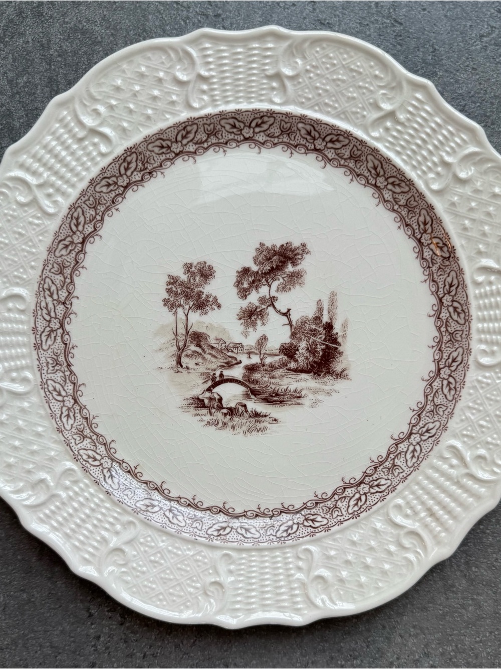 Vintage Washington Colonial Brown Transferware Plate